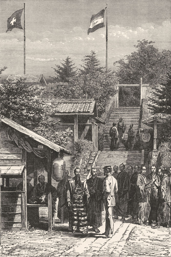 SWITZERLAND. Japan. Swiss Legation in Tokyo 1880 old antique print picture